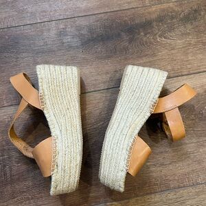 Tan Espadrille Wedge Sandals